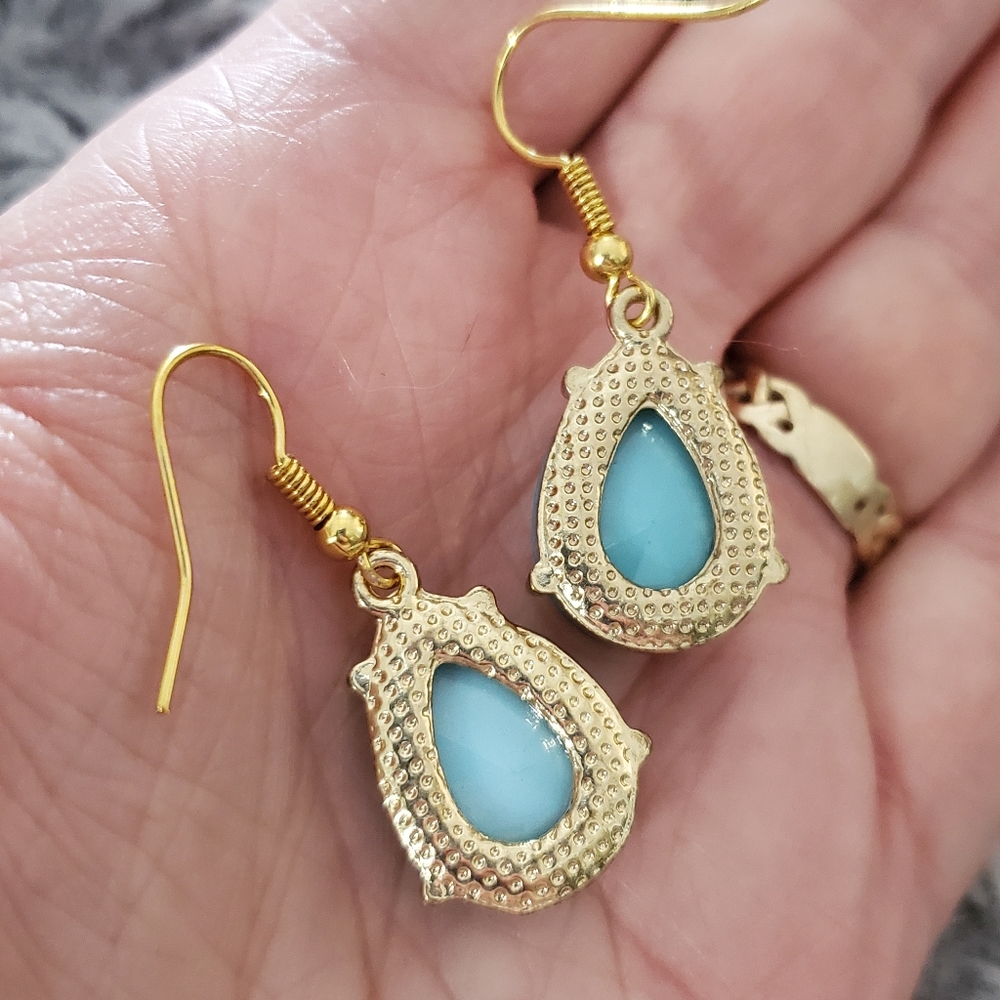 Blue drop Rhinestone Dangle earrings💎 - Picture 3 of 4
